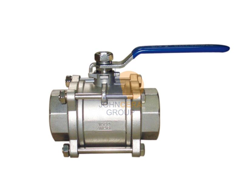 Three piece ceramic ball valve